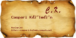 Caspari Kálmán névjegykártya